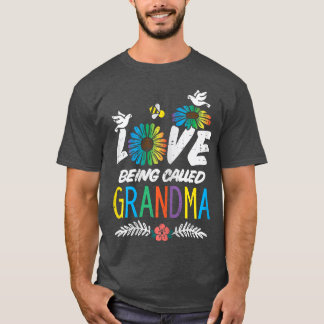 Womens Love Being Called Grandma Flower Mothers Da T-Shirt