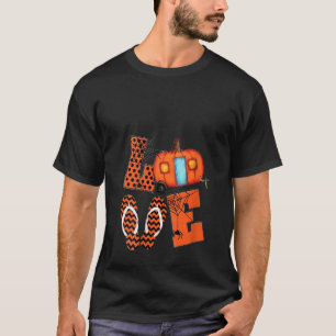 Womens Love Camping Pumpkin Flip Flops Halloween T-Shirt