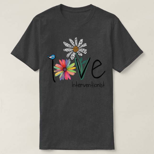 Womens Love Daisy Flower Interventionist  T-Shirt (Design Front)