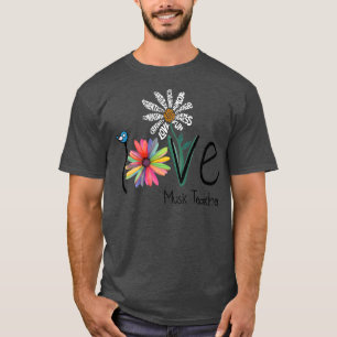 Womens Love Daisy Flower Music Teacher Premium  T-Shirt