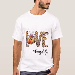 Womens Love Gaga Life Pumpkin Autumn Halloween  T-Shirt