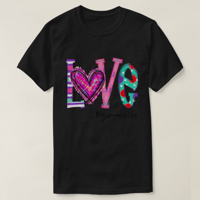 Womens Love Gammie Life Of Hearts Valentine's Day  T-Shirt (Design Front)