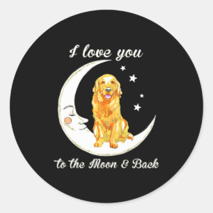 Womens Love Golden Retriever To The Moon And Back  Classic Round Sticker
