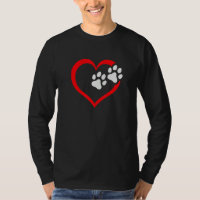 Womens Love Heart Dog Paw Print Graphic Dog Mom