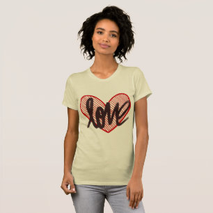 Women's Love Heart Graphic Tee - Romantic Script