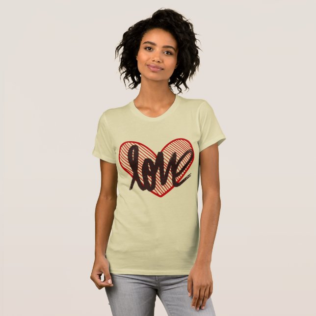 Women's Love Heart Graphic Tee - Romantic Script  (Front Full)