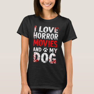 Womens Love Horror Movies Dog Halloween V-Neck T-Shirt
