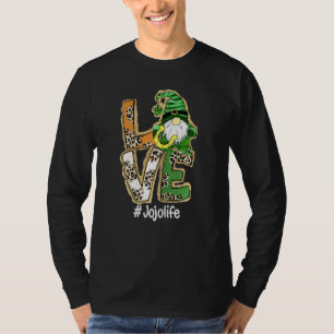 Womens Love Jojo Life Gnome Funny St Patrick's Day T-Shirt