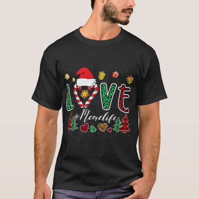 Womens Love Meme Life Heart Grandma Xmas Tree T-Shirt (Front)