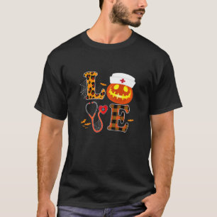 Womens Love Nurse Halloween Pumpkin T-Shirt