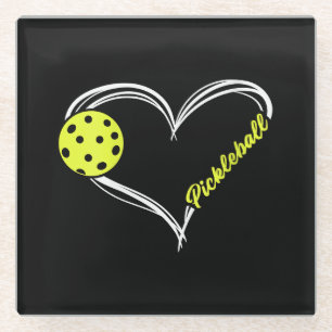 Womens Love Pickleball - cute pickleball match, I Glass Coaster