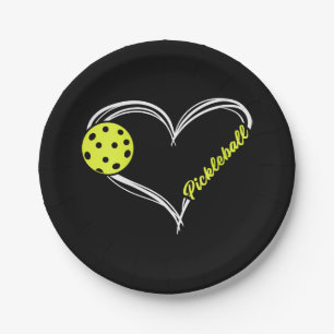 Womens Love Pickleball - cute pickleball match, I  Paper Plate