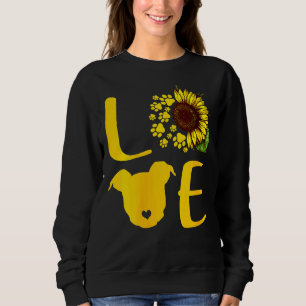 Womens Love Pitbull Funny Sunflower Dog Paw Sweatshirt