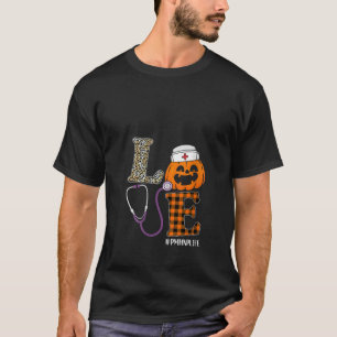 Womens Love PMHNP Nurse Leopard Pumpkin Halloween T-Shirt