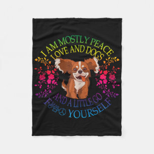 Womens Lovely Dog Saying I Am Mostly Peace Love An Fleece Blanket