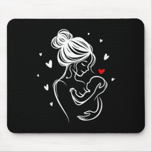 Womens Loving Mum Baby Hug Heart Child Birth V-nec Mouse Pad