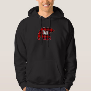 Womens Luiza Bear Custom Red Buffalo Plaid Christm Hoodie