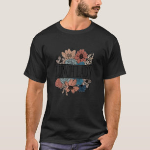 Womens Lunch Lady Retro Flower Teacher T-Shirt