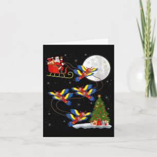 Womens Macaw Parrots Santa Sleigh Flying Funny Mag Card