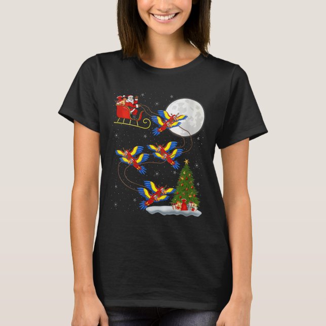 Womens Macaw Parrots Santa Sleigh Flying Funny Mag T-Shirt (Front)