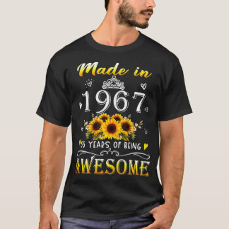 Womens Made In 1967 Sunflower 55th Bday 55 Years O T-Shirt