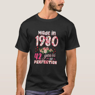 Womens Made In 1980 Design 42 Years Old 42Nd Birth T-Shirt