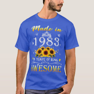 Womens Made In 1983 Sunflower 39th Bday 39 Years O T-Shirt