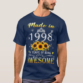 Womens Made In 1998 Sunflower 24th Bday 24 Years O T-Shirt