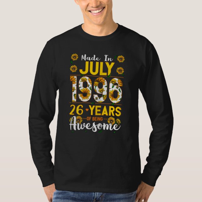 Womens Made In July 1996 26 Years Old 26 Birthday  T-Shirt (Front)