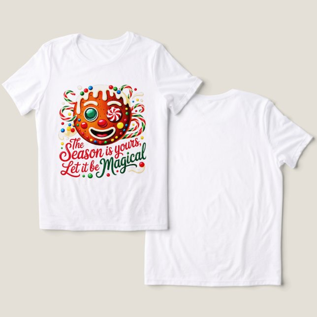 Women's Magical Gingerbread Cookie Cute Festive  Tri-Blend Shirt (Design Front & Back)