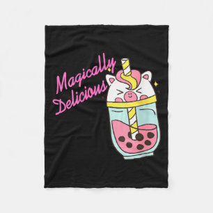 Womens Magically Delicious Unicorn Boba Kawaii Bub Fleece Blanket