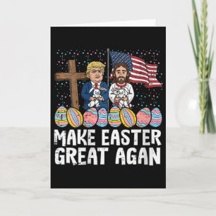 Women's Make Easter Great Again Trump Jesus Us Fla Card
