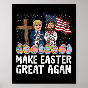 Women's Make Easter Great Again Trump Jesus Us Fla Poster