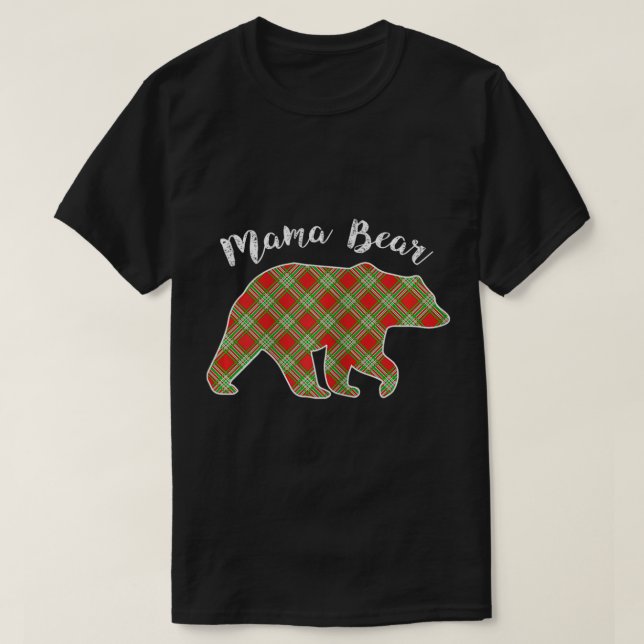 Womens Mama Bear Christmas Pajama Plaid Buffalo Fa T-Shirt (Design Front)