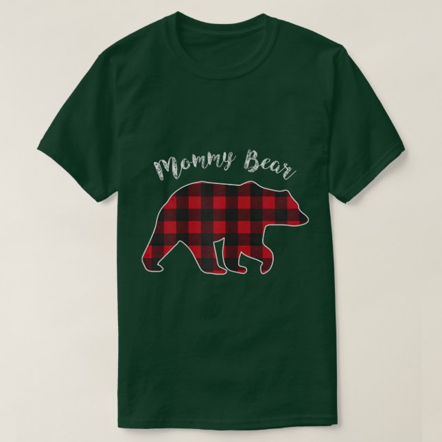 Womens Mama Bear Christmas Pajama Plaid Buffalo Fa T-Shirt (Design Front)