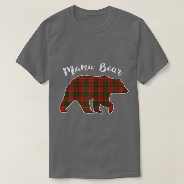 Womens Mama Bear Christmas Pajama Plaid Buffalo Fa T-Shirt (Design Front)