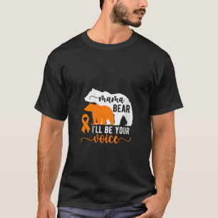 Womens Mama Bear Leukaemia Mum Of A Leukaemia Warr T-Shirt