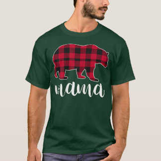 Womens Mama Bear Pajama Red Buffalo Plaid  T-Shirt