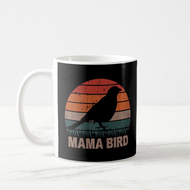 Womens Mama Bird Mother's Mum Retro Birds design F Coffee Mug (Left)