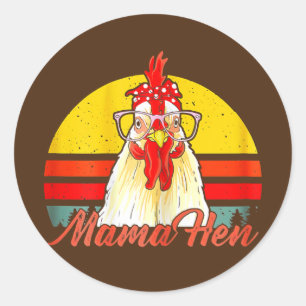 Womens Mama Hen Chicken Mum Crazy Lady Lover Classic Round Sticker