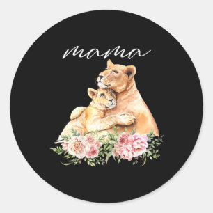 Womens Mama Lioness Shirt New Mum Lion Mummy Gift Classic Round Sticker