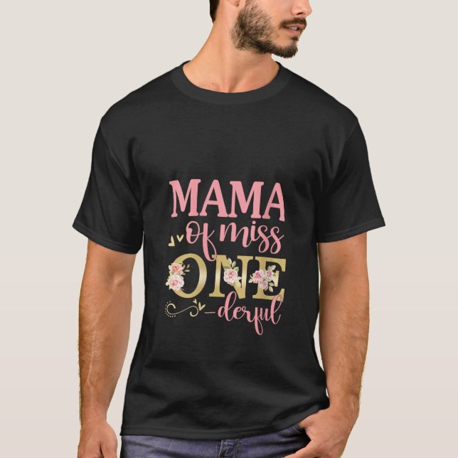 Womens Mama of Little Miss Onederful 1st Birthday  T-Shirt (Front)