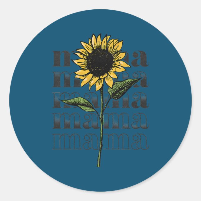 Womens Mama sunflower Flower Design for women  Classic Round Sticker (Front)