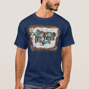 Womens Mama Tried Country Leopard Lightning Bolt W T-Shirt
