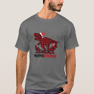 Womens Mamasaurus Dinosaur Christmas Buffalo Pajam T-Shirt