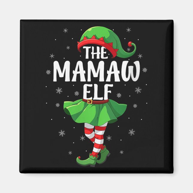 Womens Mamaw Elf Christmas Girls Women Elf Squad X Magnet (Front)