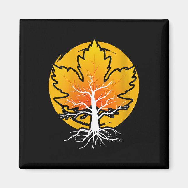 Womens Maple Leaf Autumn Fall Season Tree Leaf Map Magnet (Front)