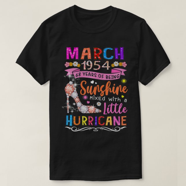 Womens March 1954 68 Years Of Being Awesome Floral T-Shirt (Design Front)