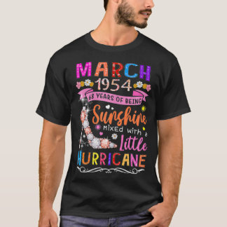 Womens March 1954 68 Years Of Being Awesome Floral T-Shirt