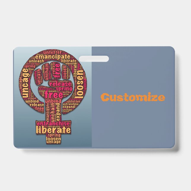 women's march 2017 raised fist  ID badge (Front)